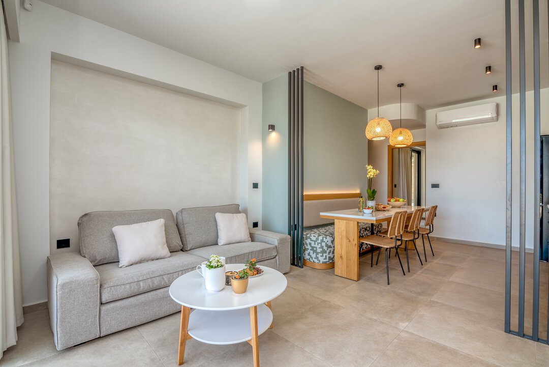 Inviting relaxation area at Nusa Balos villa, Crete