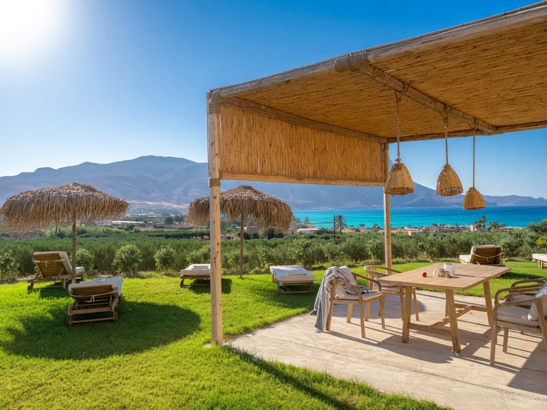 Poolside pergola dining at Nusa Balos